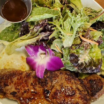 Guieb Cafe - New York Steak, eggs and green salad - New American Near Me - Honolulu, Hawaii Guieb Cafe - New York Steak, eggs and green salad - New American Near Me - Honolulu, Hawaii