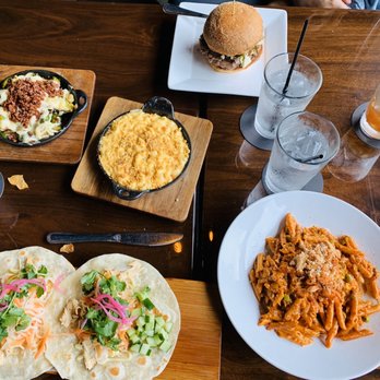 Bosscat Kitchen & Libations - Spicy Crab Pasta, Vietnamese Chicken Wrap Lunch, Bosscat Burger, Brussels Sprouts, Mac and Cheese - New American Near Me - Houston, Texas