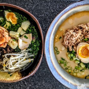 Itani Ramen - Left: oxtail ramen (with kimchi added) Right: negi chashu ramen - Ramen Near Me - Oakland, California Itani Ramen - Left: oxtail ramen (with kimchi added) Right: negi chashu ramen - Ramen Near Me - Oakland, California