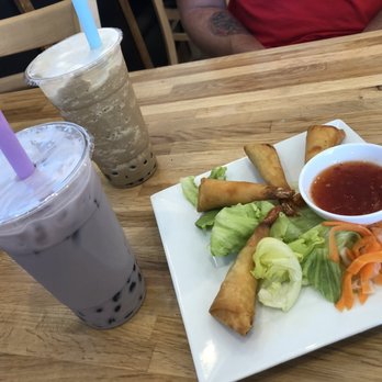 Pho 7 - Taro with boba coffee with boba drink fried shrimp roll - Vietnamese Near Me - Jacksonville, North Carolina