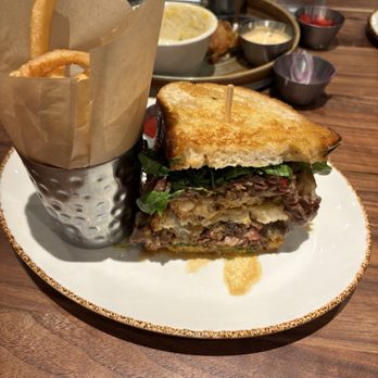 Haywire - Prime rib sandwich with tallow fries. - New American Near Me - San Antonio, Texas