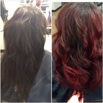 Jessica Jade Hair - Before and after red balayage - Hair Stylists Near Me - Tempe, Arizona Jessica Jade Hair - Before and after red balayage - Hair Stylists Near Me - Tempe, Arizona