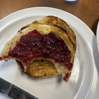 Naya's Cafe - It was very hard to only take one bite to get this photo English muffin with her homemade raspberry jam - Diners Near Me - Kent, Washington Naya's Cafe - It was very hard to only take one bite to get this photo English muffin with her homemade raspberry jam - Diners Near Me - Kent, Washington