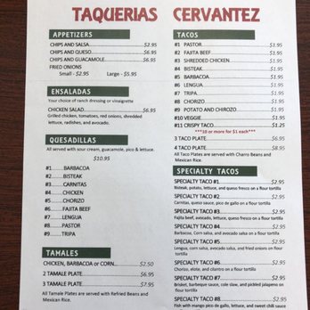 Taquerias Cervantez - Menu - Mexican Near Me - Plano, Texas Taquerias Cervantez - Menu - Mexican Near Me - Plano, Texas