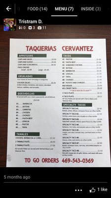 Menu photo 3 Taquerias Cervantez Plano, TX Menu photo 3 Taquerias Cervantez Plano, TX
