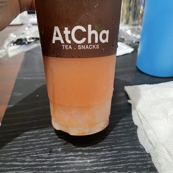 AtCha - Strawberry yogurt green tea w/ lychee jelly - Sandwiches Near Me - Houston, Texas AtCha - Strawberry yogurt green tea w/ lychee jelly - Sandwiches Near Me - Houston, Texas