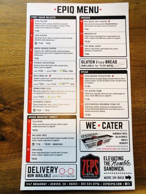 Menu photo 2 ZEPS EPIQ Sandwiches Denver, CO Menu photo 2 ZEPS EPIQ Sandwiches Denver, CO