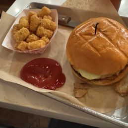 Veggie Burger with Tater Tots Veggie Burger with Tater Tots