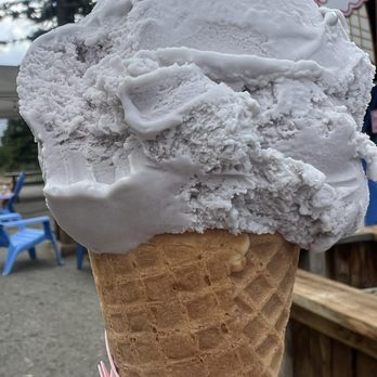 Local Scoop - Sugar cone of a single scoop of lavender ice cream - Ice Cream & Frozen Yogurt Near Me - June Lake, California Local Scoop - Sugar cone of a single scoop of lavender ice cream - Ice Cream & Frozen Yogurt Near Me - June Lake, California
