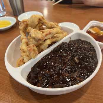Full House Plus - Black Bean Sauce Noodle (Half) & Fried Pork with Sweet & Sour Sauce (Half) / - Chinese Near Me - Torrance, California