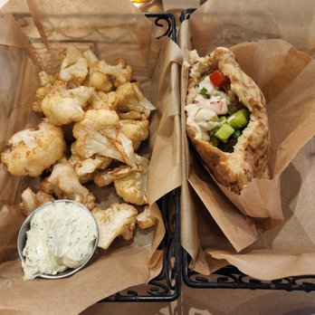 Oren's Hummus - fried cauliflower and half a pita falafel, both $5 during happy hour - Mediterranean Near Me - San Francisco, California Oren's Hummus - fried cauliflower and half a pita falafel, both $5 during happy hour - Mediterranean Near Me - San Francisco, California