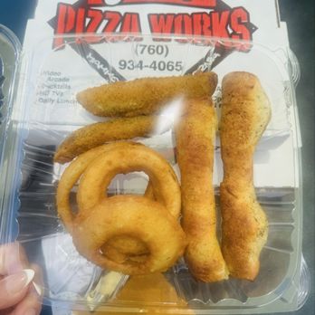 John's Pizza Works - Onion rings, fried pickles and garlic bread the great TRIO - Pizza Near Me - Mammoth Lakes, California