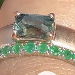 Bespoke rose gold teal sapphire (top ring)