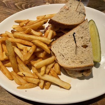 Pinecrest Diner - Reuben sandwich with fries and a slice of pickle. - Diners Near Me - San Francisco, California Pinecrest Diner - Reuben sandwich with fries and a slice of pickle. - Diners Near Me - San Francisco, California