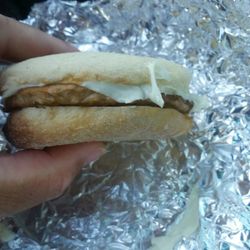 Country Farm - Sausage and cheese on an English muffin.