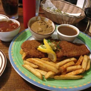 Old Castle Restaurant - Schnitzel with three different sauces - German Near Me - Ruskin, Florida Old Castle Restaurant - Schnitzel with three different sauces - German Near Me - Ruskin, Florida