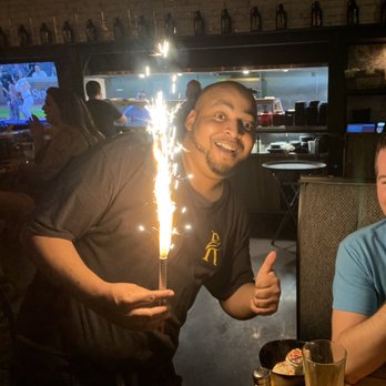 Rockwood - Birthday sparkler with awesome waiter Bryant! - Sports Bars Near Me - Gainesville, Virginia Rockwood - Birthday sparkler with awesome waiter Bryant! - Sports Bars Near Me - Gainesville, Virginia