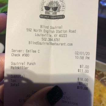 Blind Squirrel - Emilee was the best bartender! - Sports Bars Near Me - Louisville, Kentucky