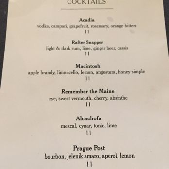 Bar Harbor - Cocktail menu - Seafood Near Me - Seattle, Washington