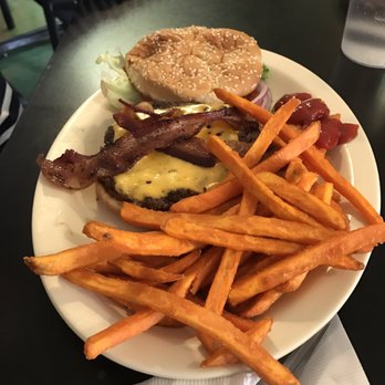 Bisbee Breakfast Club - Bacon Cheese Burger with Sweet Potato fries - American Near Me - Bisbee, Arizona Bisbee Breakfast Club - Bacon Cheese Burger with Sweet Potato fries - American Near Me - Bisbee, Arizona