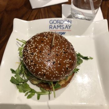 Gordon Ramsay Burger Las Vegas - UK Burger with cheese, patty, mango chutney, and arugula - Burgers Near Me - Las Vegas, Nevada Gordon Ramsay Burger Las Vegas - UK Burger with cheese, patty, mango chutney, and arugula - Burgers Near Me - Las Vegas, Nevada