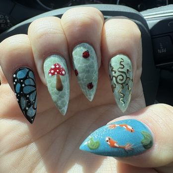 S & S Beauty - Nature themed stiletto nails - Estheticians Near Me - Chesterton, Indiana S & S Beauty - Nature themed stiletto nails - Estheticians Near Me - Chesterton, Indiana