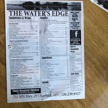 Water's Edge - The menu! - Seafood Near Me - Starbuck, Minnesota Water's Edge - The menu! - Seafood Near Me - Starbuck, Minnesota