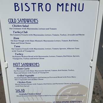 La Boulangerie - Bistro lunch menu - Bakeries Near Me - Fresno, California