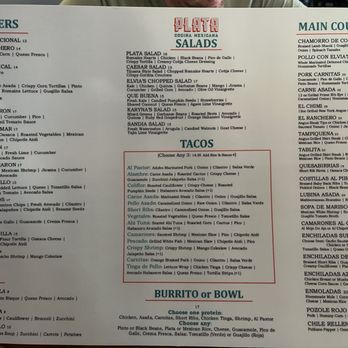 Plata Cocina Mexicana - Menu as of 6/23/25 - Mexican Near Me - Thousand Oaks, California Plata Cocina Mexicana - Menu as of 6/23/25 - Mexican Near Me - Thousand Oaks, California
