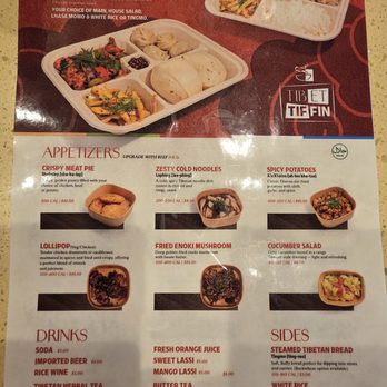 Tibet Tiffin - Menu (front) - Pan Asian Near Me - Irving, Texas