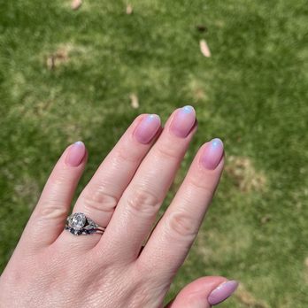 Chic Nails Lounge  - Hard gel base with pink opalescent gel polish - Nail Salons Near Me - San Diego, California
