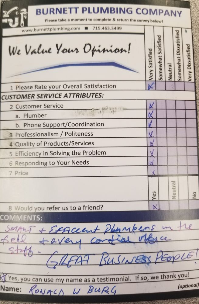 Slide of Burnett Plumbing Company