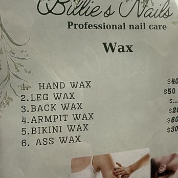 Billie's Nails - Waxing menu - Nail Salons Near Me - Alexandria, Louisiana Billie's Nails - Waxing menu - Nail Salons Near Me - Alexandria, Louisiana