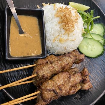Barzar Eatery - Pork skewers with rice - Indonesian Near Me - Vacaville, California Barzar Eatery - Pork skewers with rice - Indonesian Near Me - Vacaville, California