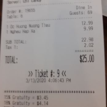Tram Chim - Overcharged sale tax (?!) - Seafood Near Me - San Diego, California
