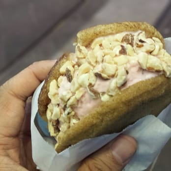 CREAM - Chocolate chip cookie on one side, butter doodle cookie on other, with very berry strawberry ice cream topped with walnuts bits. - Ice Cream & Frozen Yogurt Near Me - San Jose, California CREAM - Chocolate chip cookie on one side, butter doodle cookie on other, with very berry strawberry ice cream topped with walnuts bits. - Ice Cream & Frozen Yogurt Near Me - San Jose, California