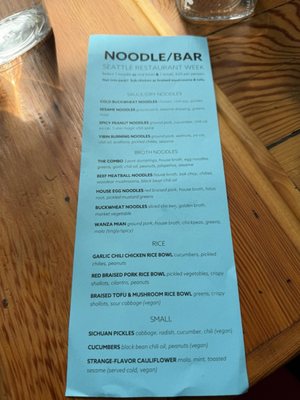 Menu photo 3 Noodle/Bar Seattle, WA Menu photo 3 Noodle/Bar Seattle, WA