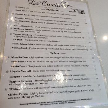La Ciccia - Menu - Italian Near Me - Honolulu, Hawaii La Ciccia - Menu - Italian Near Me - Honolulu, Hawaii