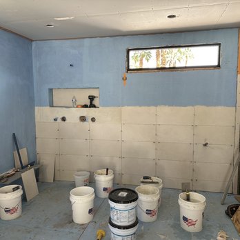Pacific Marble and Granite - Whole bathroom remodel porcelain tile 12"x 24" grey & white 15"x 54" - General Contractors Near Me Pacific Marble and Granite - Whole bathroom remodel porcelain tile 12"x 24" grey & white 15"x 54" - General Contractors Near Me