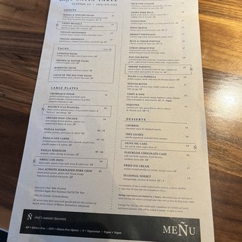 Enye Latin Table - Menu 3/6/26 - Latin American Near Me - Clayton, California