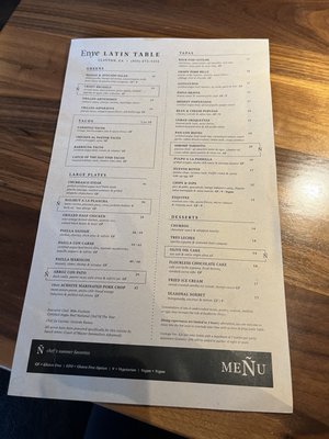 Menu photo 1 Enye Latin Table Clayton, CA