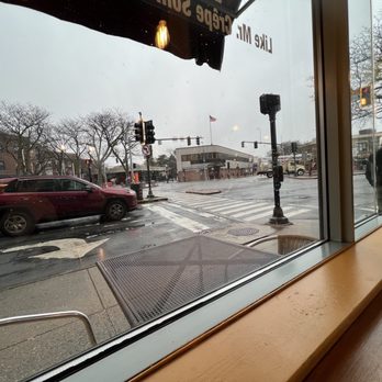 Mr Crêpe - View of Davis Square from my corner window seat. - Creperies Near Me - Somerville, Massachusetts Mr Crêpe - View of Davis Square from my corner window seat. - Creperies Near Me - Somerville, Massachusetts