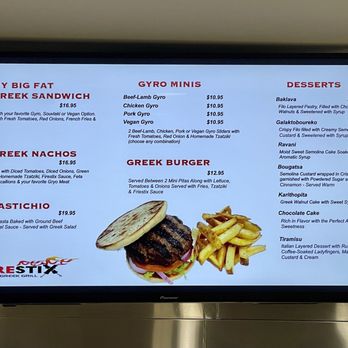 Firestix Greek Grill - Menu - burger, desserts, and other stuff (02/2024) - Greek Near Me - Wanaque, New Jersey