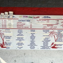 The Snow Cone Island - Menu