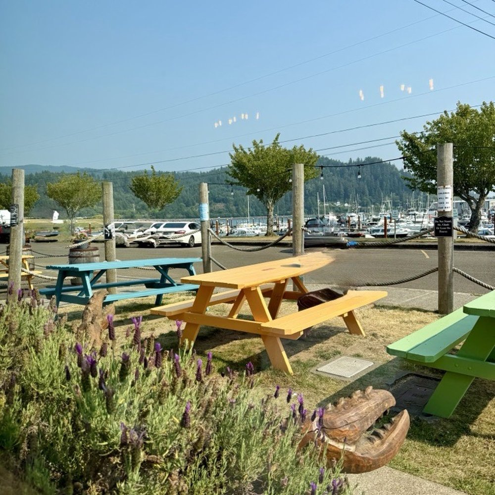 Crab Rock Pizza - Outside seating and view from our inside table - Pizza Near Me - Garibaldi, Oregon Crab Rock Pizza - Outside seating and view from our inside table - Pizza Near Me - Garibaldi, Oregon