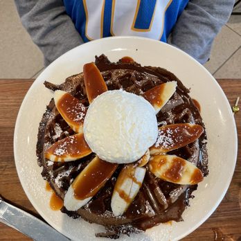 Plums Cafe - CHOCOLATE BANANA WAFFLE - Breakfast & Brunch Near Me - Costa Mesa, California Plums Cafe - CHOCOLATE BANANA WAFFLE - Breakfast & Brunch Near Me - Costa Mesa, California