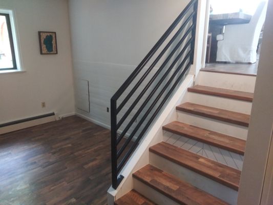 interior stair railings - These are steel powder coated black handrails for a home remodel. They give a modern look to the home. interior stair railings - These are steel powder coated black handrails for a home remodel. They give a modern look to the home.