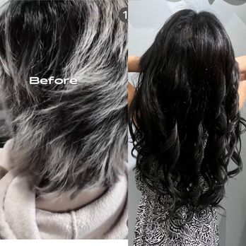 Hair 102 - Before: short hair. After: a natural look and feel with real human hair extensions by Tien. - Hair Extensions Near Me - Westminster, California Hair 102 - Before: short hair. After: a natural look and feel with real human hair extensions by Tien. - Hair Extensions Near Me - Westminster, California