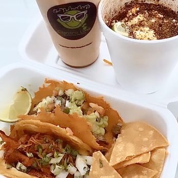 Cilantro Lime - The perfect trio: Lets Go Grub taco (Cheese shell) + Corn Cup + Aguas Frescas (Horchata) - Mexican Near Me - Los Angeles, California
