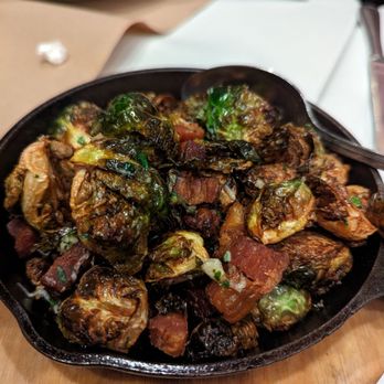 Birks Restaurant - Brussels sprouts with bacon. Crunchy! - American Near Me - Santa Clara, California Birks Restaurant - Brussels sprouts with bacon. Crunchy! - American Near Me - Santa Clara, California